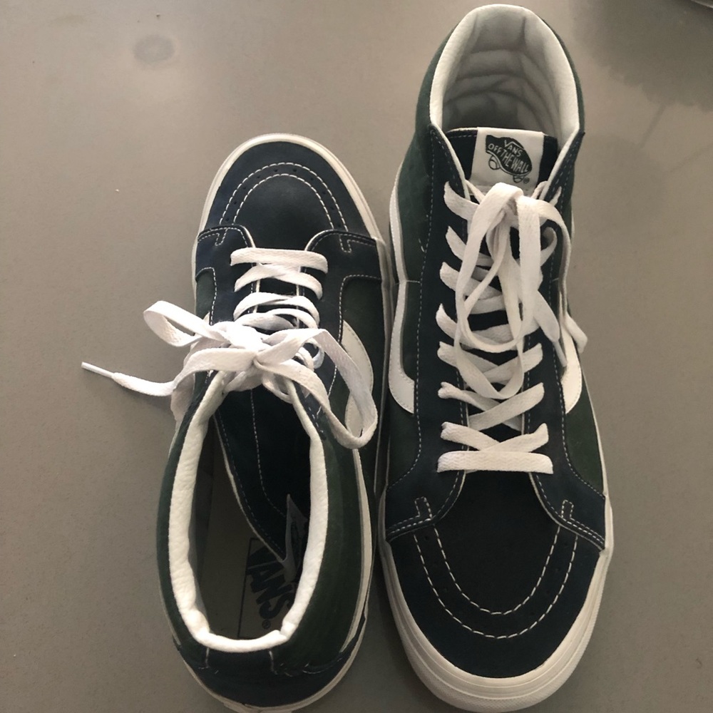 Navy blue and forest green vans size 13
